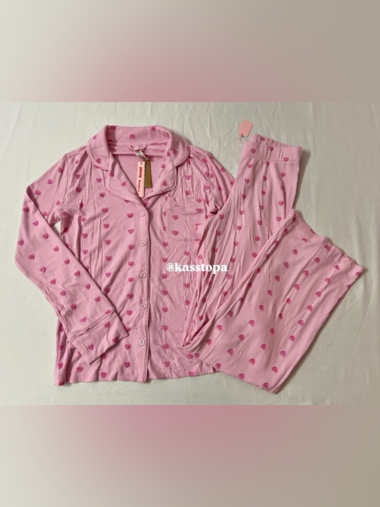 SKIMS Other - SKIMS Soft Lounge Sweetheart Up Top + Straight Leg Pants Pant Set Pink Hearts